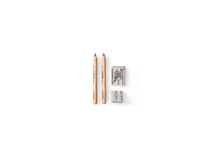 a set of two unpainted jumbo pencils—plus natural rubber eraser and meta 14