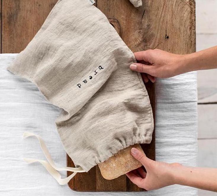the printed linen bread bag from magiclinen features simple typography screen p 15