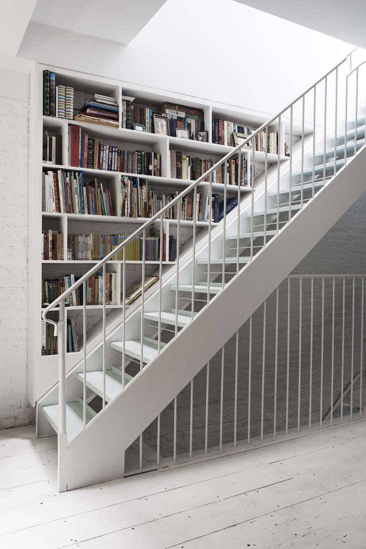 Brooklyn townhouse white metal stair designed by Bangia Agostinho Architecture. Pia Ulin photo.