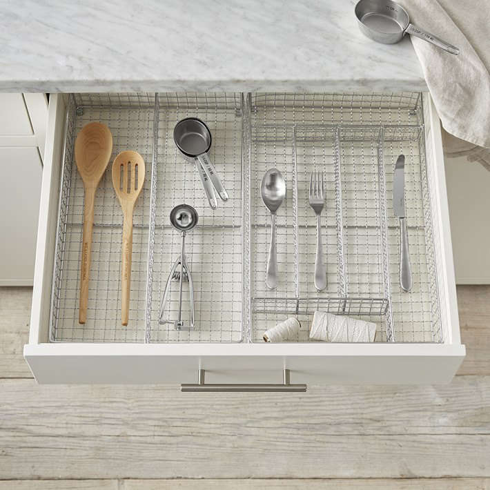 33 x 26 x 5 cm Kitchen Drawers Storage Transparent Plastic Set of 2 Cutlery Drawer Organiser