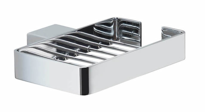 Another wall-mounted option, this square wire soap dish from Gedy is made from aluminum with a polished chrome finish; $102.