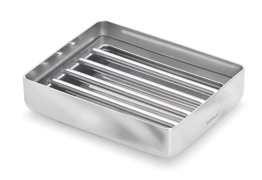 From the German homewares manufacturer Blomus, this stainless steel soap dish features removable bars for easy cleaning; $38.99.